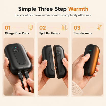 🔥50% OFF! ✨ 🧲Portable 2-in-1 Magnetic Split Hand Warmer Large Capacity Adjustable Temperature Pocket Warmer for Outdoor Use🔋