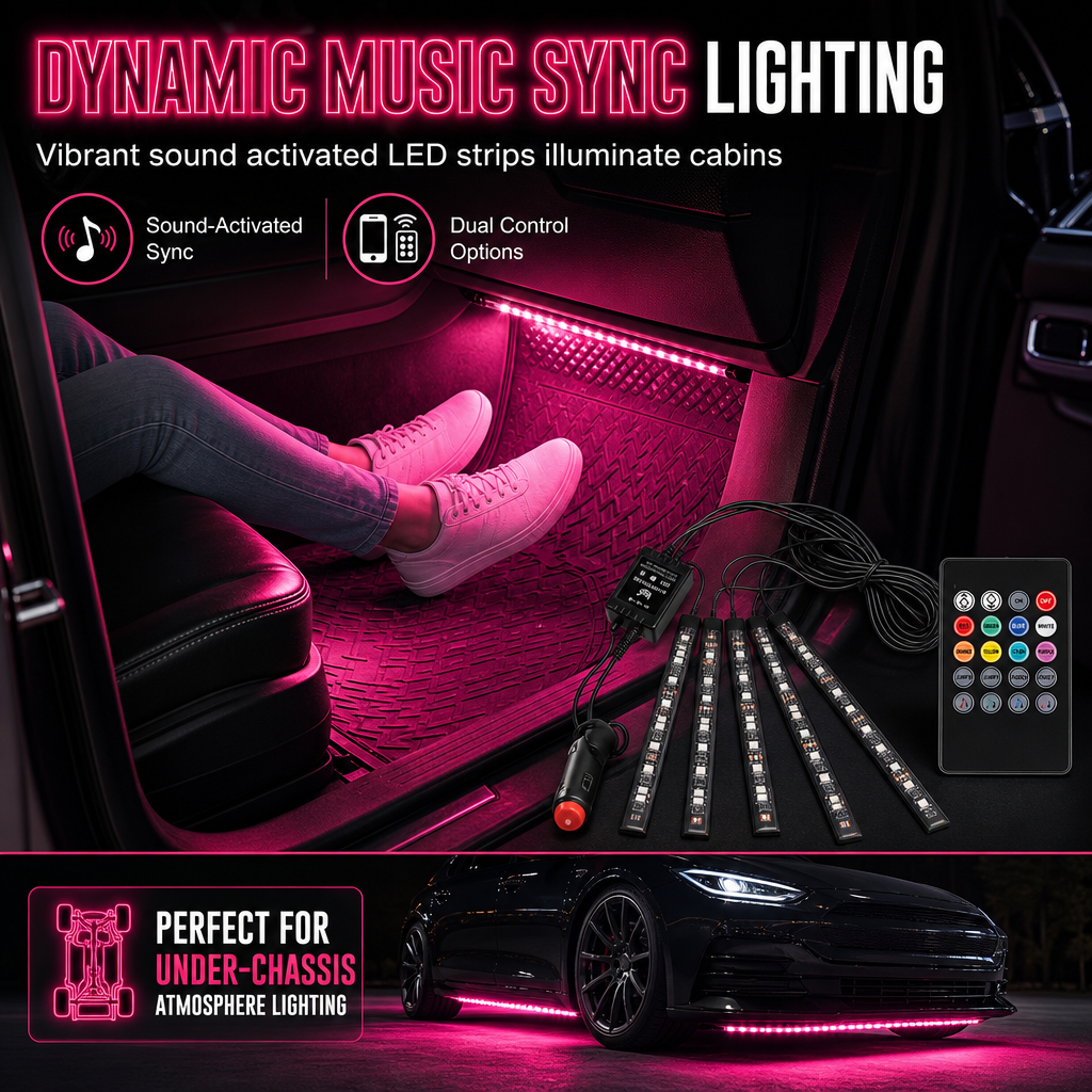 ⚡ 50% OFF NOW! 🔦Sound Activated 12 LED Car Interior Ambient Light RGB Multicolor Footwell Decorative Lamp