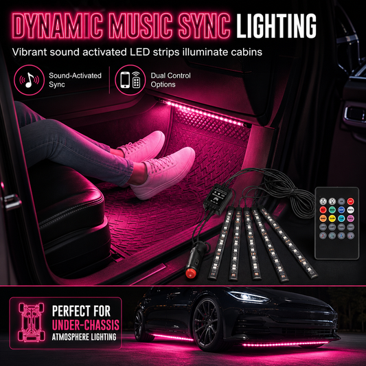 ⚡ 50% OFF NOW! 🔦Sound Activated 12 LED Car Interior Ambient Light RGB Multicolor Footwell Decorative Lamp