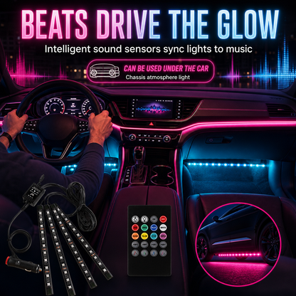 ⚡ 50% OFF NOW! 🔦Sound Activated 12 LED Car Interior Ambient Light RGB Multicolor Footwell Decorative Lamp