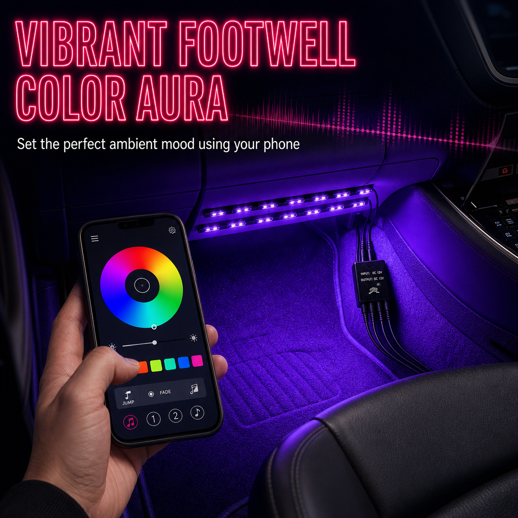 ⚡ 50% OFF NOW! 🔦Sound Activated 12 LED Car Interior Ambient Light RGB Multicolor Footwell Decorative Lamp