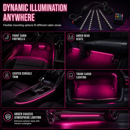 ⚡ 50% OFF NOW! 🔦Sound Activated 12 LED Car Interior Ambient Light RGB Multicolor Footwell Decorative Lamp
