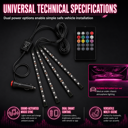⚡ 50% OFF NOW! 🔦Sound Activated 12 LED Car Interior Ambient Light RGB Multicolor Footwell Decorative Lamp