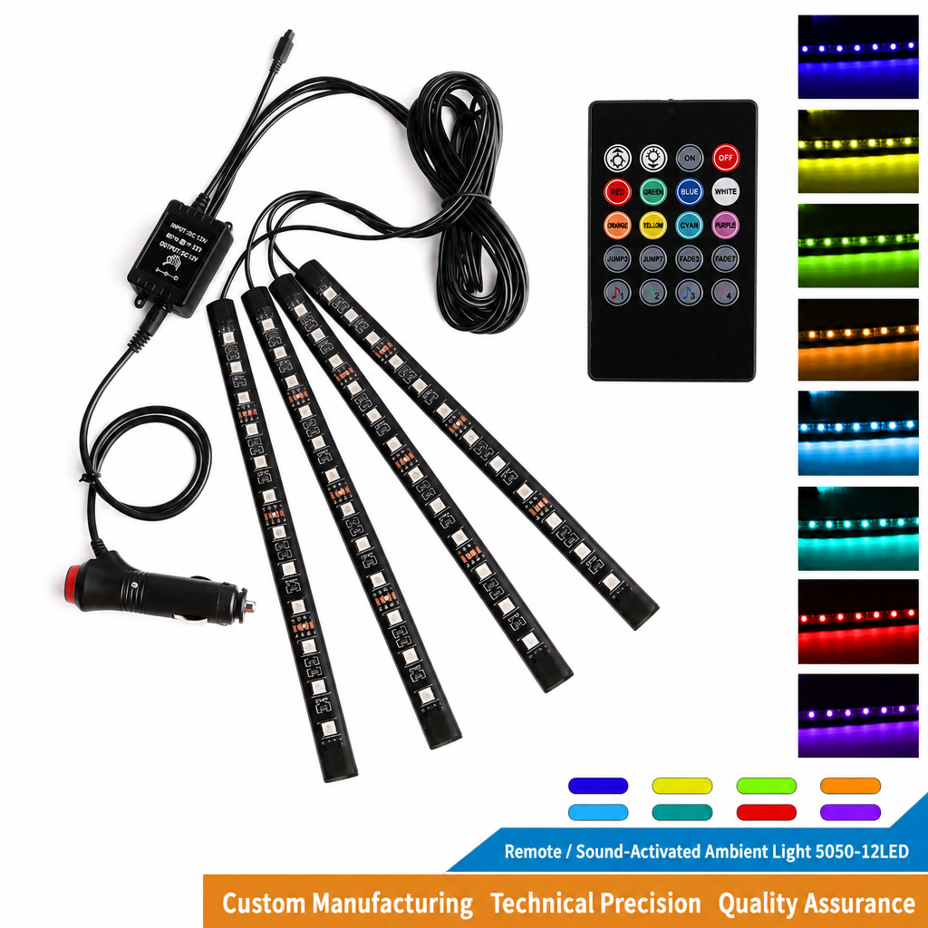⚡ 50% OFF NOW! 🔦Sound Activated 12 LED Car Interior Ambient Light RGB Multicolor Footwell Decorative Lamp
