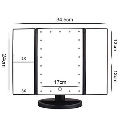 Tri-Fold Makeup Mirror with Lights