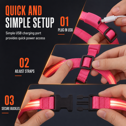 Adjustable LED Dog Harness Luminous Flashing Pet Chest Strap